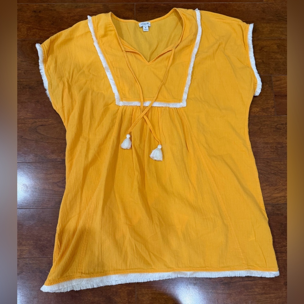 3/$21 J. Crew Yellow Boho Tunic with White Trim
